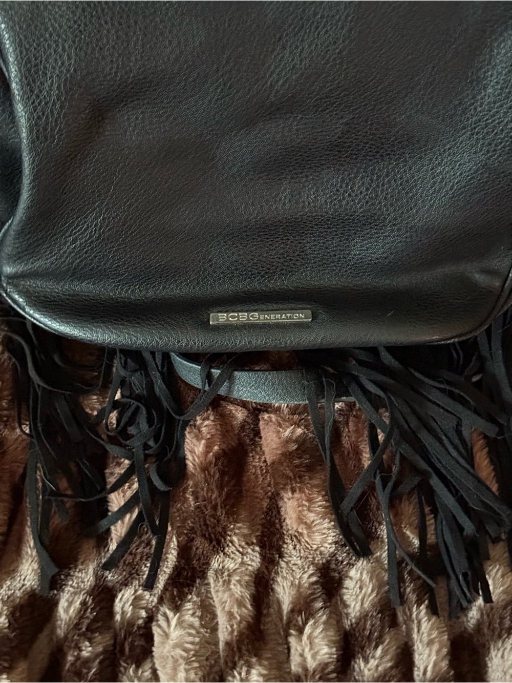 BCBGeneration Black Braided Fringe Crossbody - Picture 8 of 8